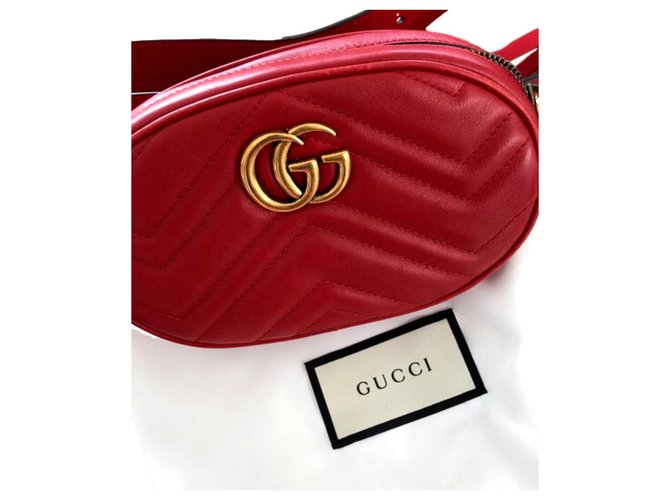 Gucci Pochette marmont Cuir Rouge  ref.158185