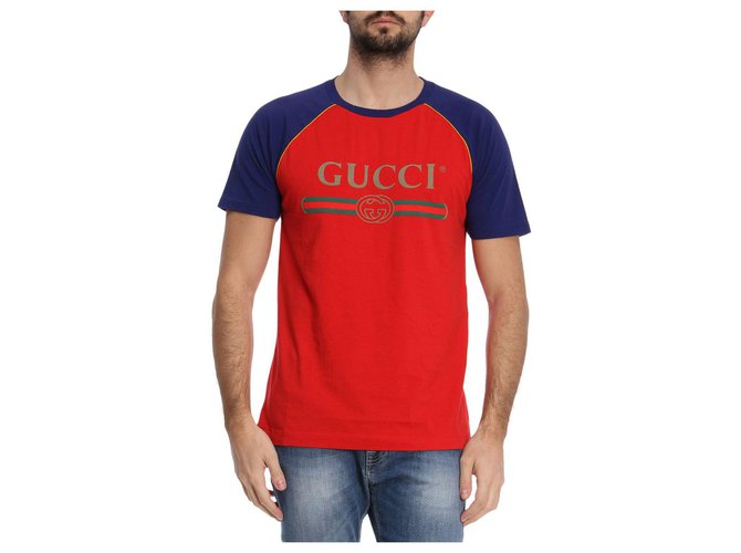 red and blue gucci shirt