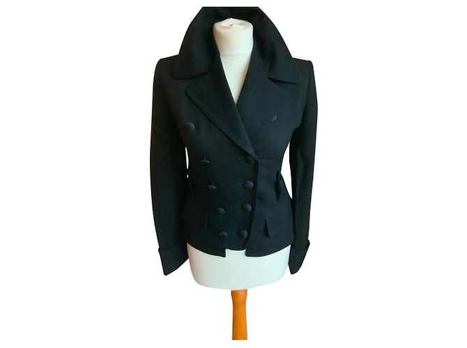 Chaqueta Pinko negra de algodón cruzada Talla 42 Negro