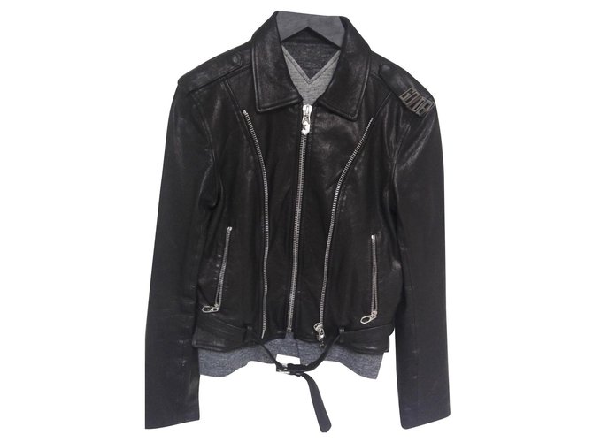 Golden Goose Biker jacket Black Leather  ref.158315