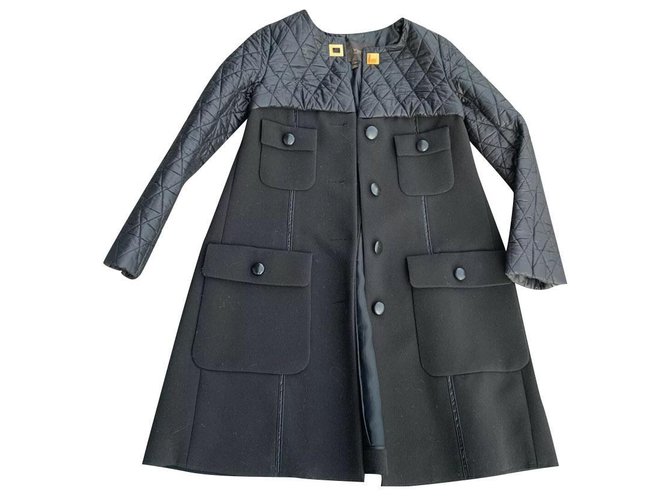 Louis Vuitton Coats, Outerwear Black Acetate  ref.158333