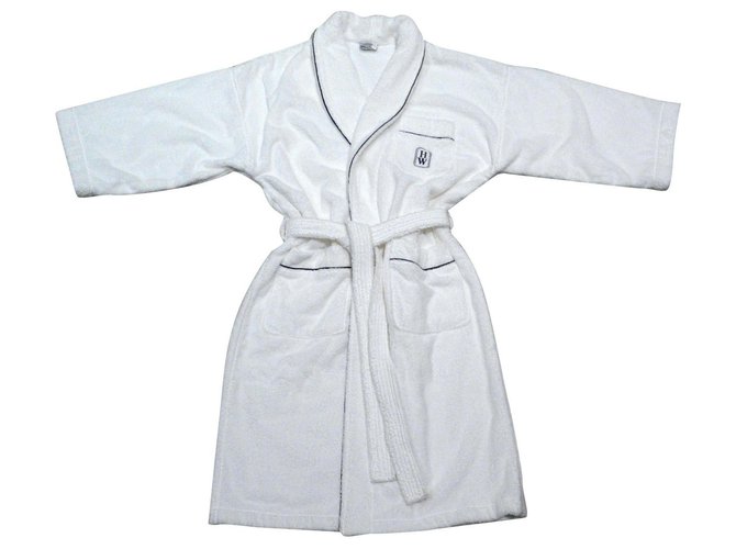 Autre Marque Abito bianco di Harry Winston a forma di kimono e collo a scialle Blu navy Cotone  ref.158410