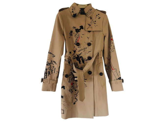 trench Coat Burberry the Sandringham small doodle print 2019 Coton Caramel  ref.158421