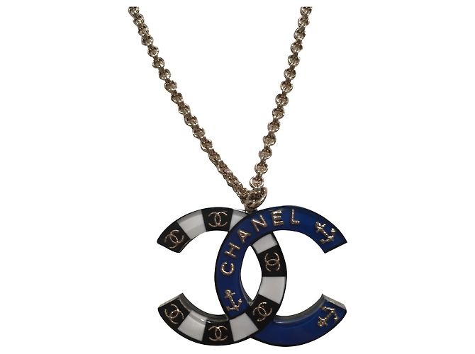 Chanel Collane Nero Argento Bianco Blu Plastica