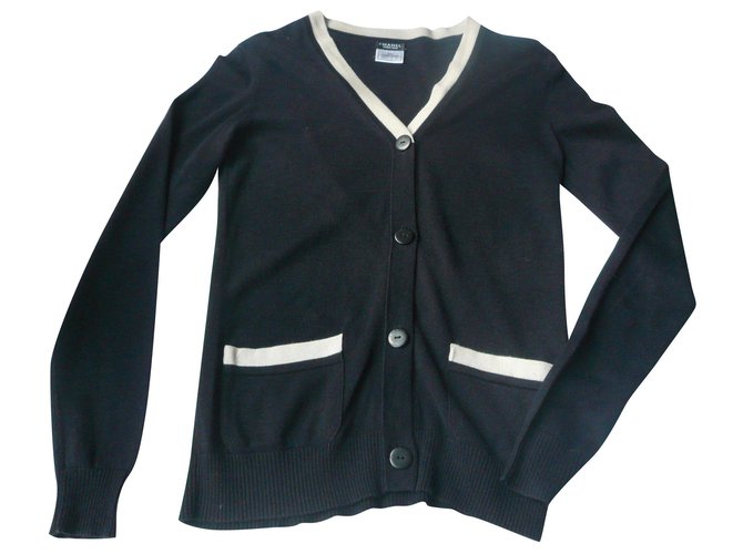 CHANEL UNIFORM TS marine cardigan Navy blue Cotton  ref.158457