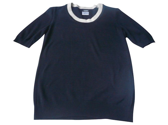 CHANEL UNIFORM Navy Short Sleeve Top TM Navy blue