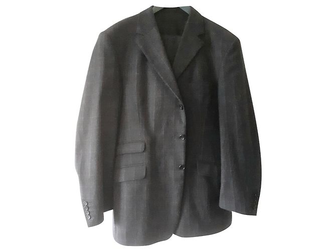 Terno Cerruti 1881 de lã cinza e azul xadrez Azul claro