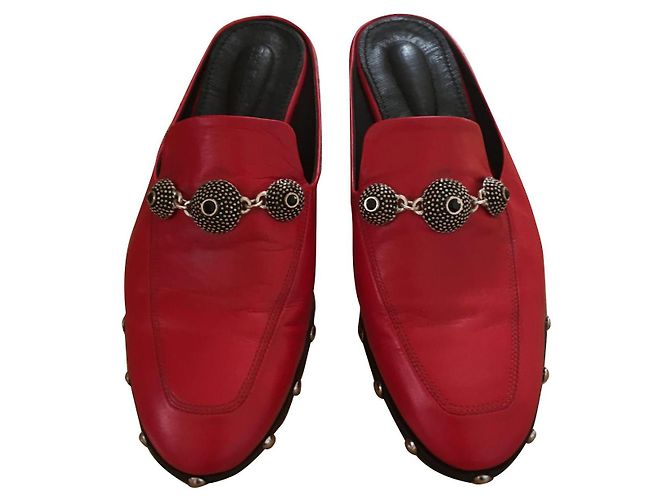 Mules de piel roja The Kooples