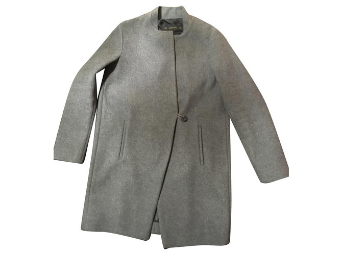 ZARA wool coat Grey Acrylic  ref.158545