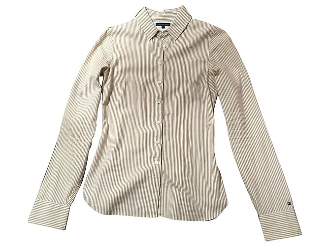 Camisa Tommy Hilfiger de algodón blanco beige Blanco roto