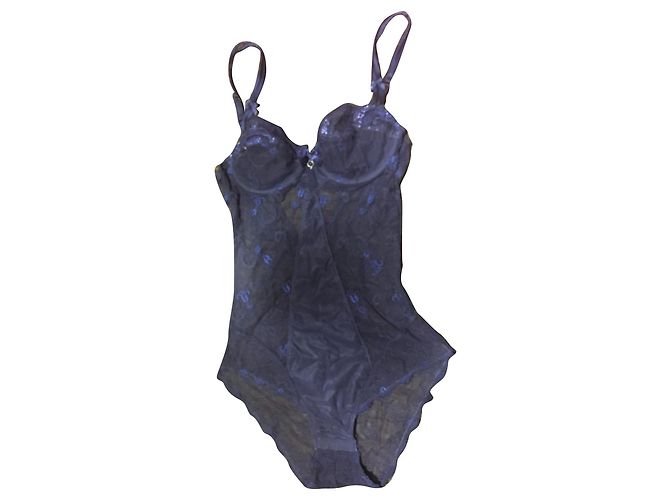 Autre Marque Charmel Lise Body aus Spitze Blau Marineblau Dunkelblau