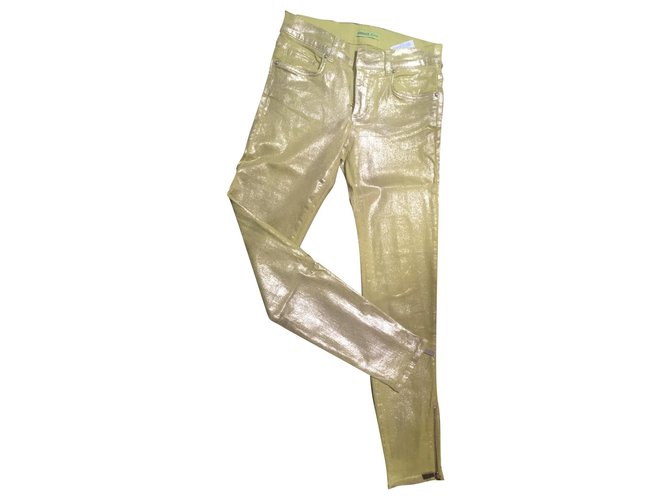 Golden trousers VERSACE JEANS Yellow Cotton Elastane  ref.158568