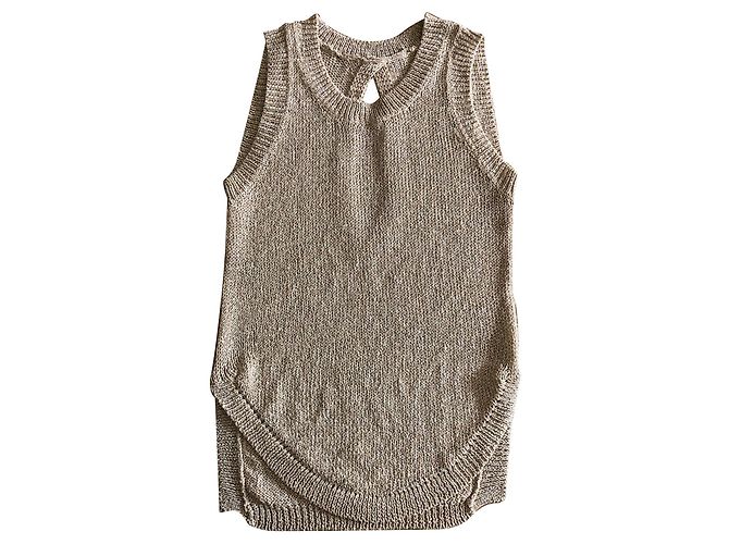 Autre Marque top de malla sin mangas lurex soft gold T. 36 Dorado