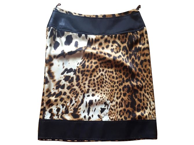 Ferré Milano saia de seda Estampa de leopardo
