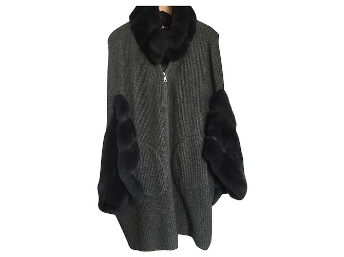 Autre Marque Jacke Weste Kragen und Manschetten in Rex Anthrazitgrau
