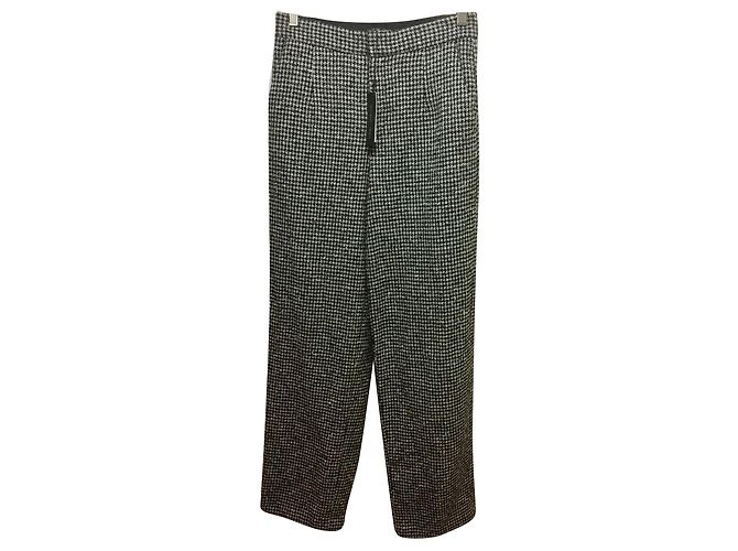 Autre Marque Pedry herringbone wool pants Black White