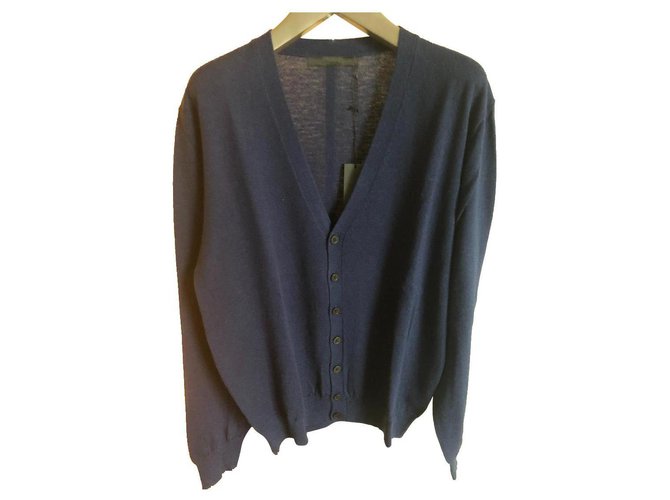 KARL LAGERFELD NEW MEN'S CARDIGAN Blue Wool  ref.158660