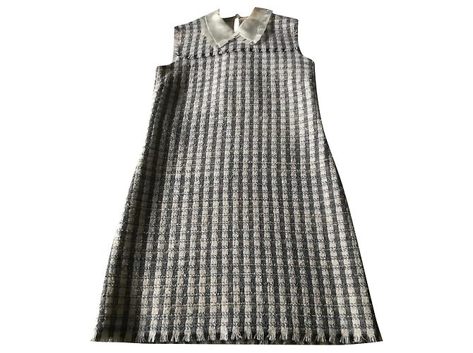Abito Miu Miu in lana e mohair grigio e bianco