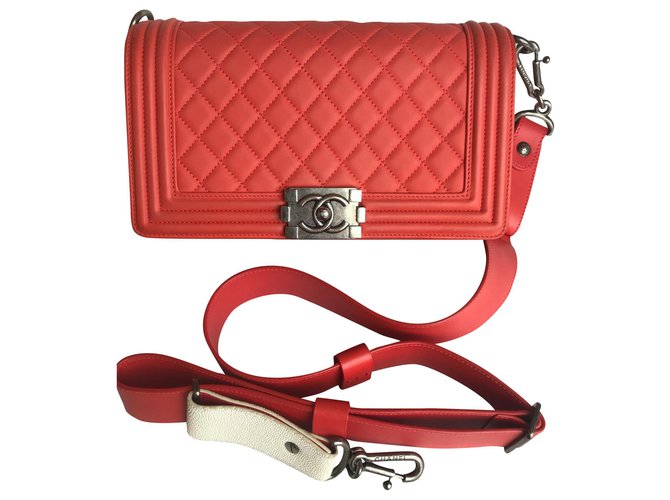 Chanel Galuchat strap Medium Boy Flap Bag Leather  ref.158727