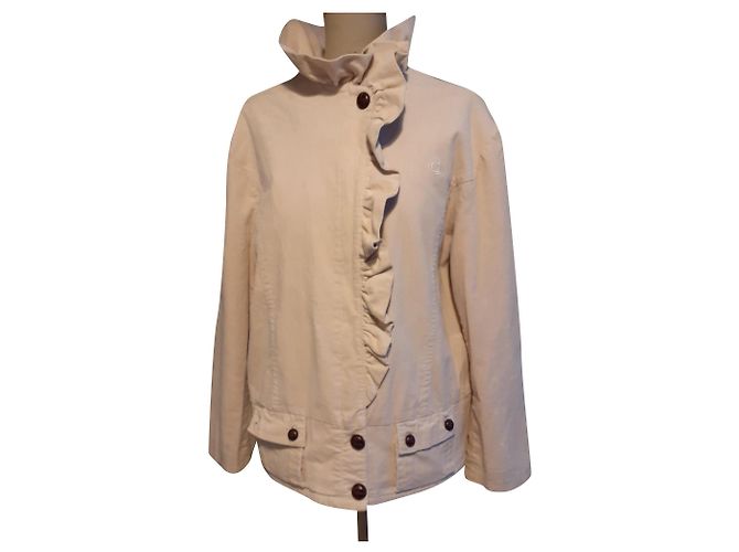 Autre Marque Kurzjacke aus cremefarbenem Samt mit Rüschenkragen