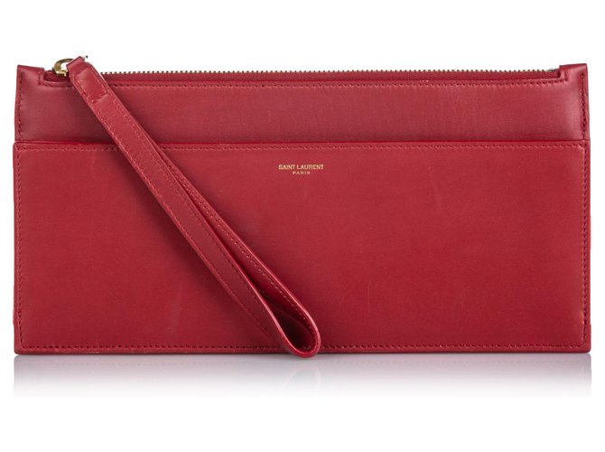 Yves Saint Laurent YSL Red Leather Clutch Bag  ref.158761