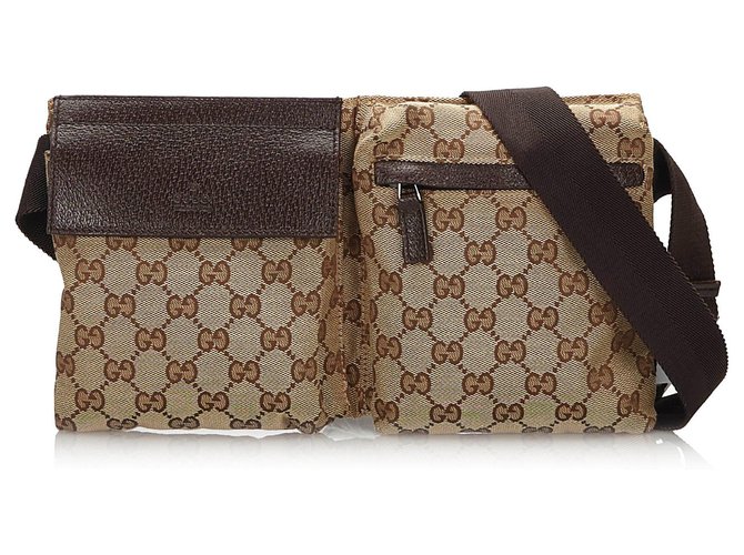 Gucci Brown GG Canvas Belt Bag Beige Leather Cloth Cloth  ref.158833