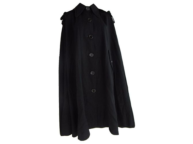 Capa Hanae Mori de lana negra con capucha desmontable Negro