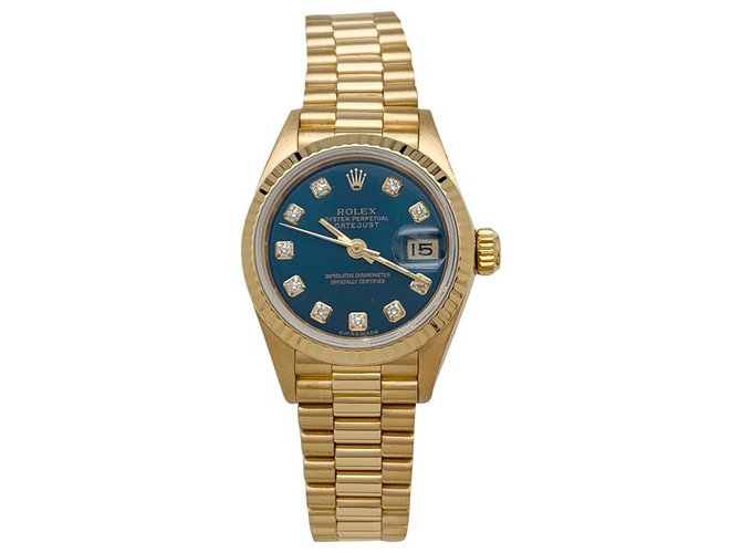 Rolex "Datejust" watch in yellow gold on yellow gold, diamants.  ref.158876