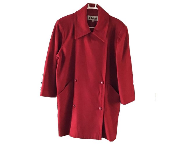 Chloé Manteau de laine à double boutonnage doublé chloe Rouge  ref.158887