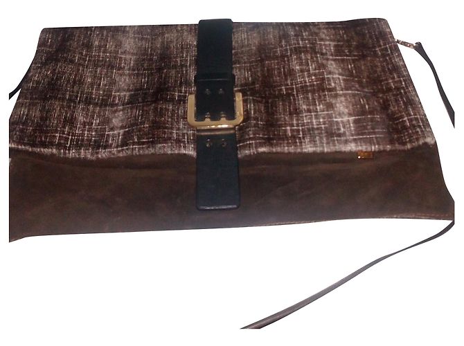 Dsquared2 Schultertasche Hellbraun Kalbsleder