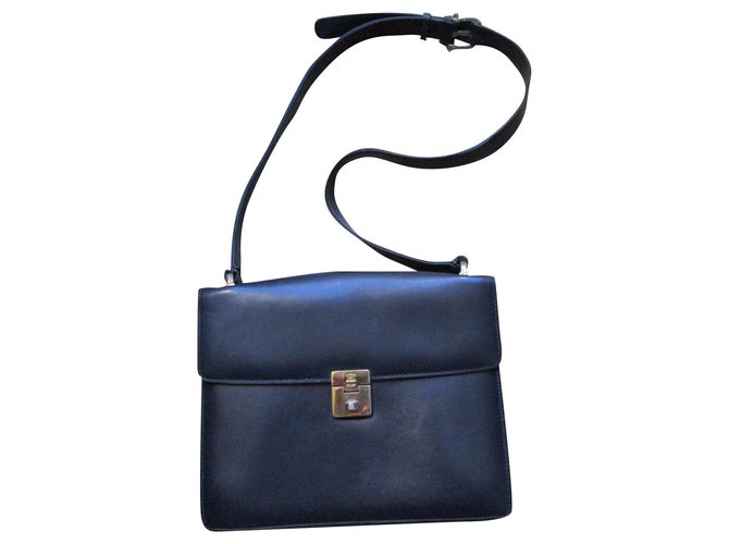 Céline Celine,marine box bag. Navy blue Leather  ref.158932