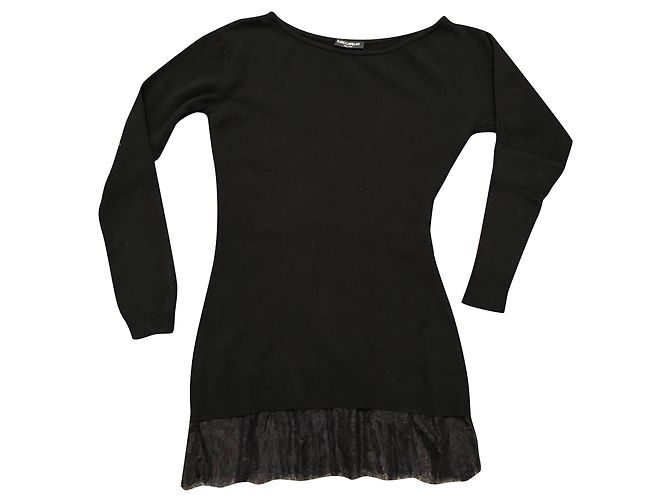 Asymmetrischer langer Pullover Flavio Castellani schwarz Kaschmir Wolle