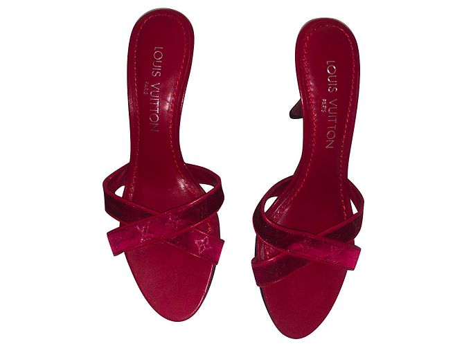 Louis Vuitton Mules Satin Dark Red 36.5