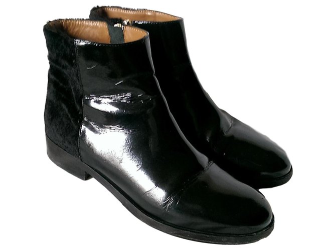 & Other Stories Ankle Boots Black Patent leather Fur  ref.159071
