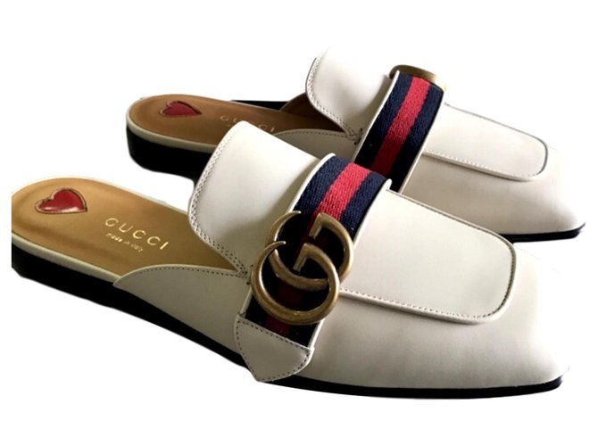 GUCCI MULES PRINCETOWN NEW SLIPPERS Cuir Blanc  ref.159074