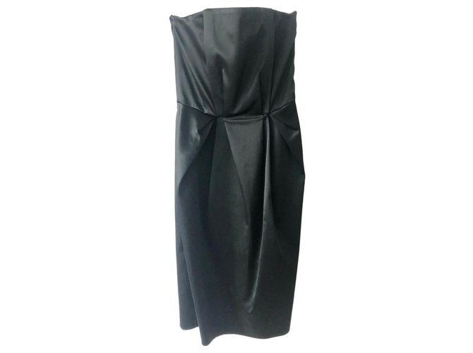 Philosophy Di Alberta Ferretti Strapless satin dress Black Polyester Acetate  ref.159082