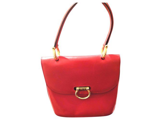 Linda bolsa Céline vintage Vermelho Couro  ref.159127