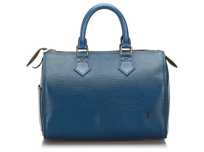 Louis Vuitton Blue Epi Speedy 25 Pelle  ref.159230