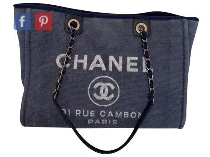 Trendy CC Chanel devill azul medianoche Algodón  ref.159244