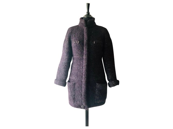 Cappotto Chanel Prugna Tweed  ref.159267