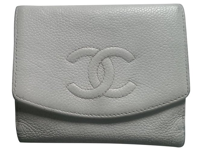 Cambon Chanel portefeuilles Cuir Blanc  ref.159268