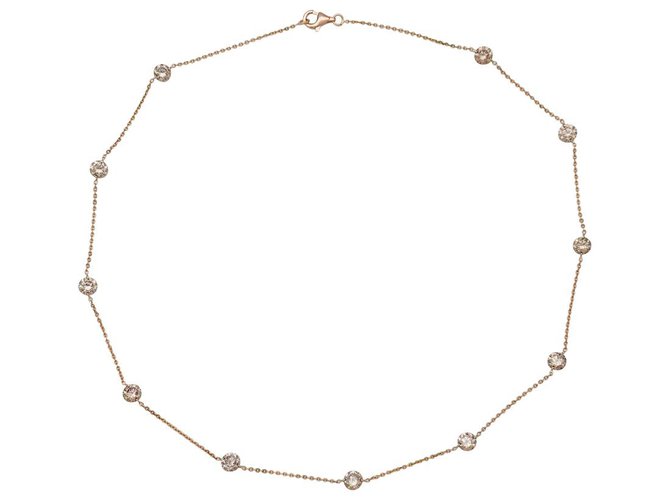 inconnue Rose gold necklace, 11 brown diamonds. Pink gold  ref.159285