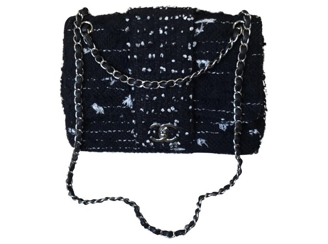 Timeless Chanel Tweed klassische Handtasche Schwarz  ref.159306
