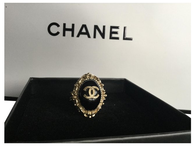 Chanel Rings Black Metal  ref.159318
