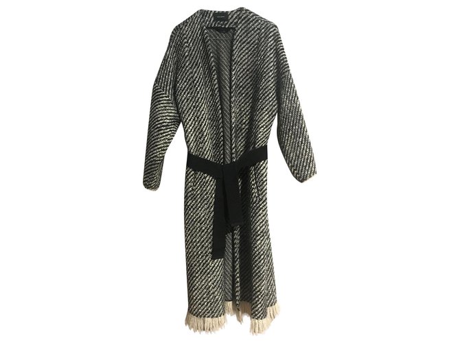 Isabel Marant Coats, Outerwear Black White Wool  ref.159360