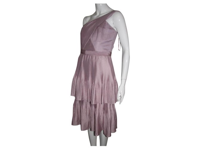 Hobbs One shouldered pink dress Polyester Satin  ref.159369