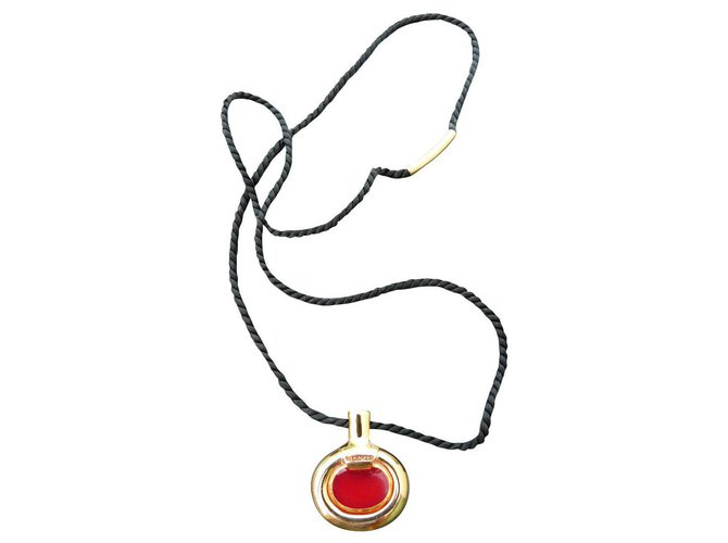 Hermès Necklaces Black Red Golden Steel  ref.159428