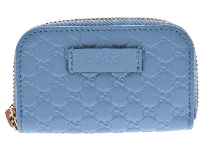 Coffret Gucci Micro Shima à attaches rondes Cuir Bleu  ref.159464