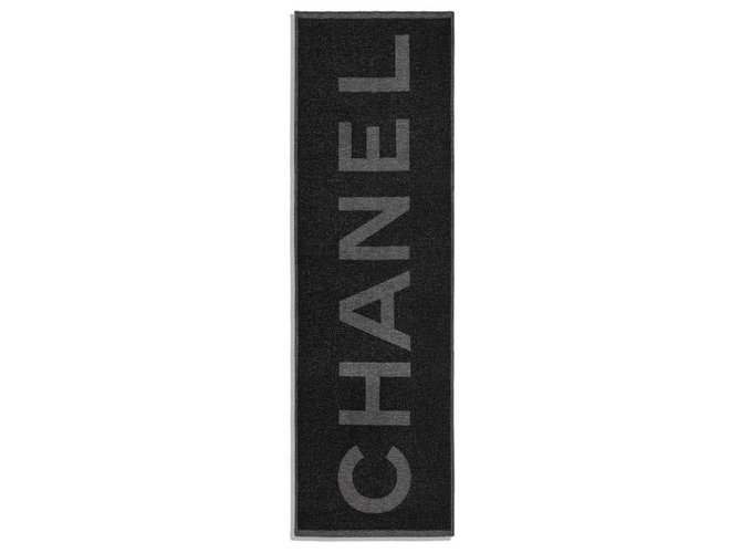 CHANEL SCARF CACHEMIRE SILK NEW Black Cashmere  ref.159519