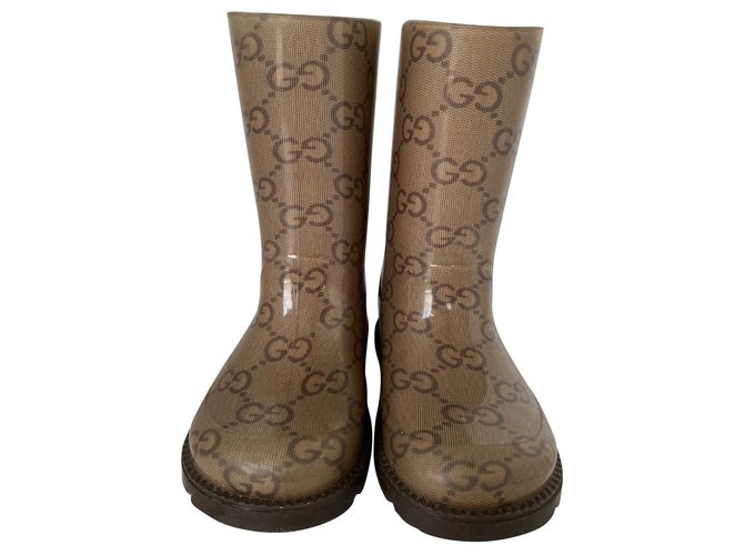 Gucci boots Caoutchouc Taupe  ref.159526